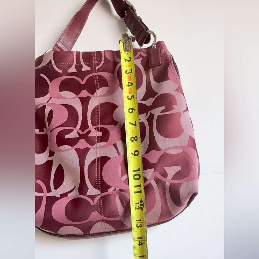 Coach Signature Hobo Shoulder Bag in Pink and Burgundy - Picture 2 of 16